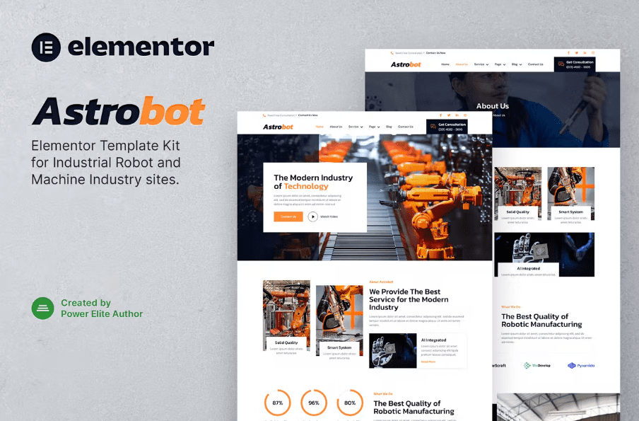 Astrobot – Industrial Robot & Machine Industry Elementor Template Kit