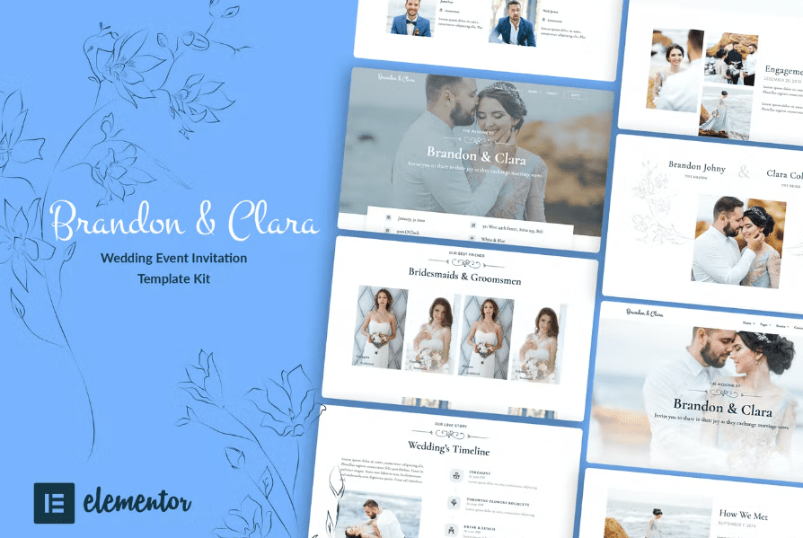 Wedding Event Invitation Elementor Template Kit