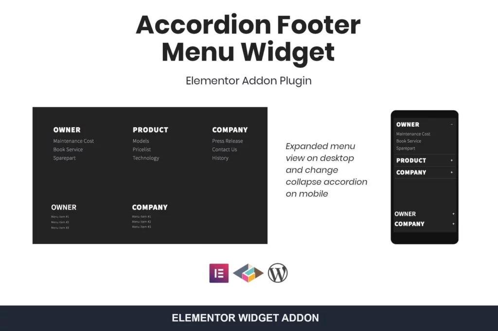 Accordion Footer Menu Widget For Elementor 1.0