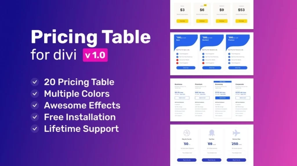 Advanced Pricing Table For Divi 1.0.4