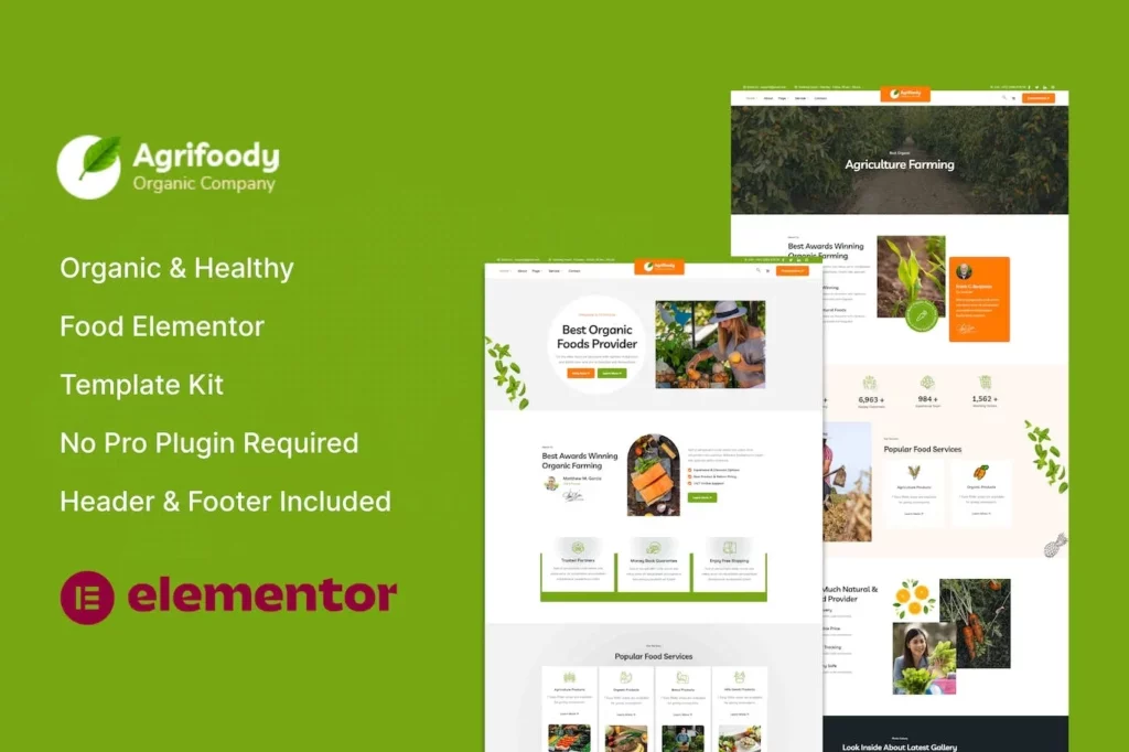 Agrifoody – Organic & Healthy Food Elementor Template Kit