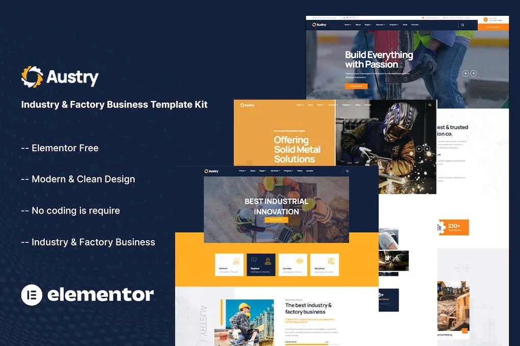 austry industry factory business elementor template kit 651427bb75d58