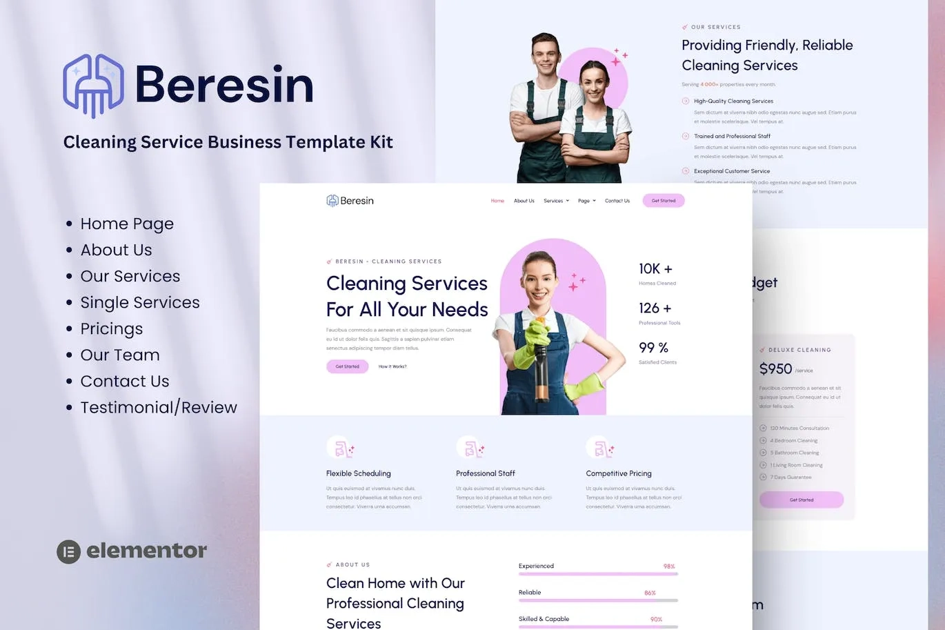 beresin modern cleaning service business elementor kit 651482af6b193