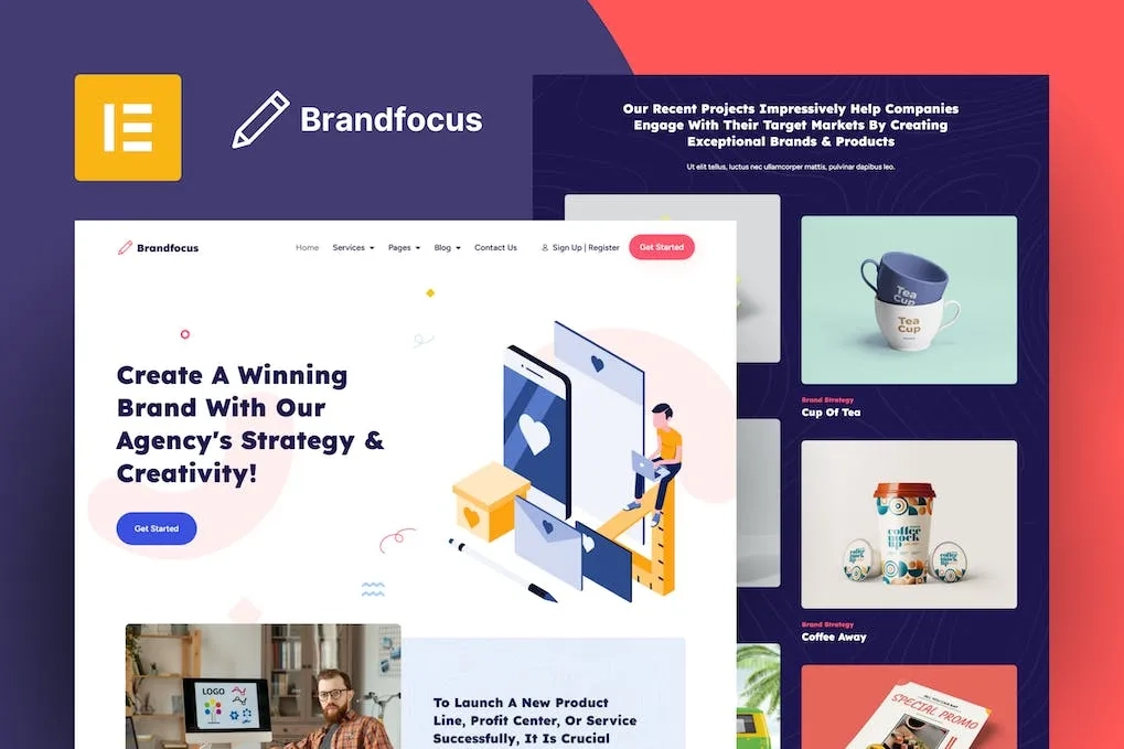 brandfocus branding agency elementor template kit 65145f1659f22