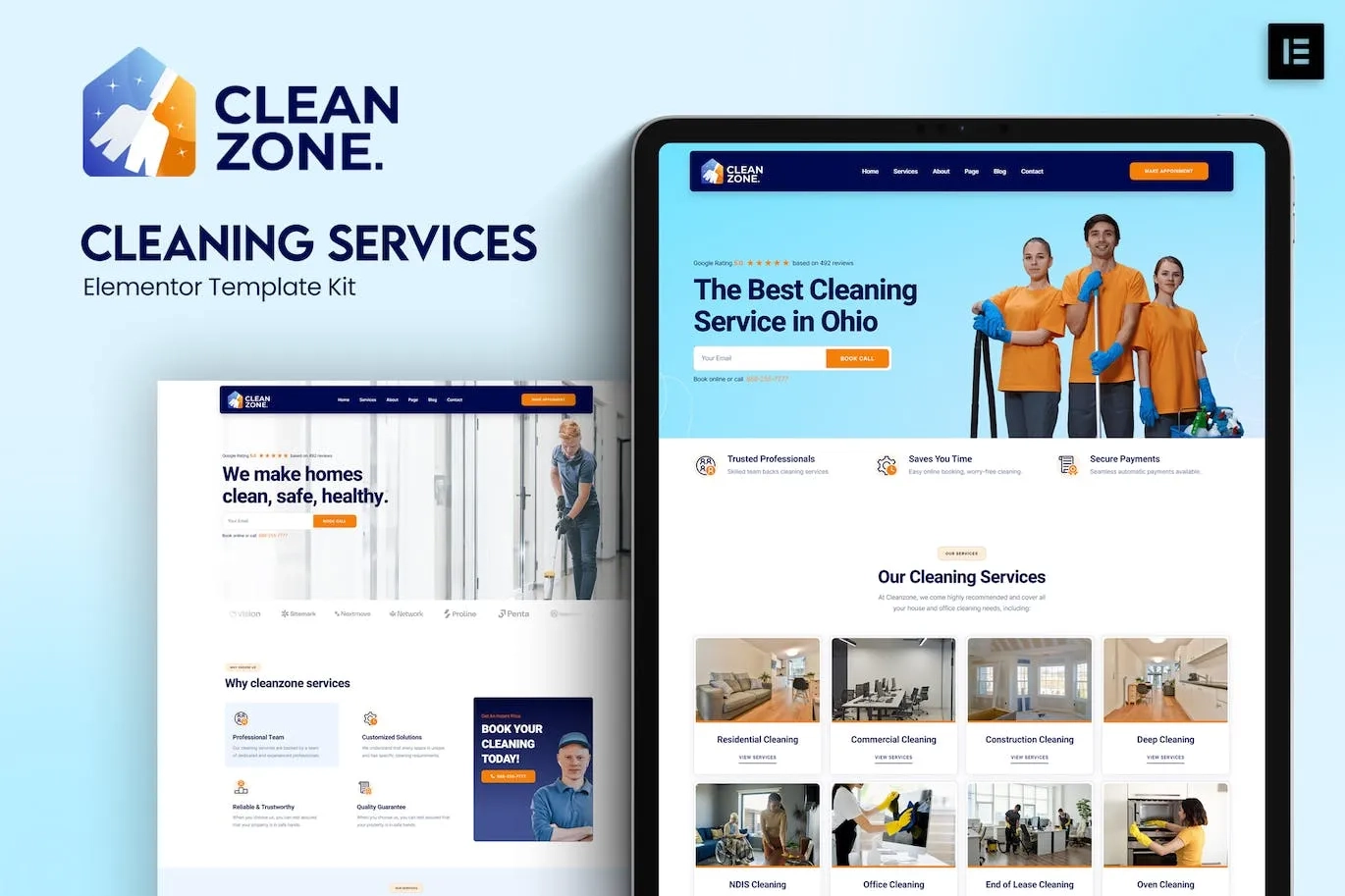 cleanzone cleaning services elementor template kit 65147bfa40211