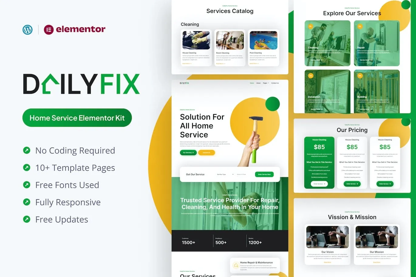 dailyfix home service elementor template kit 65148102120a4