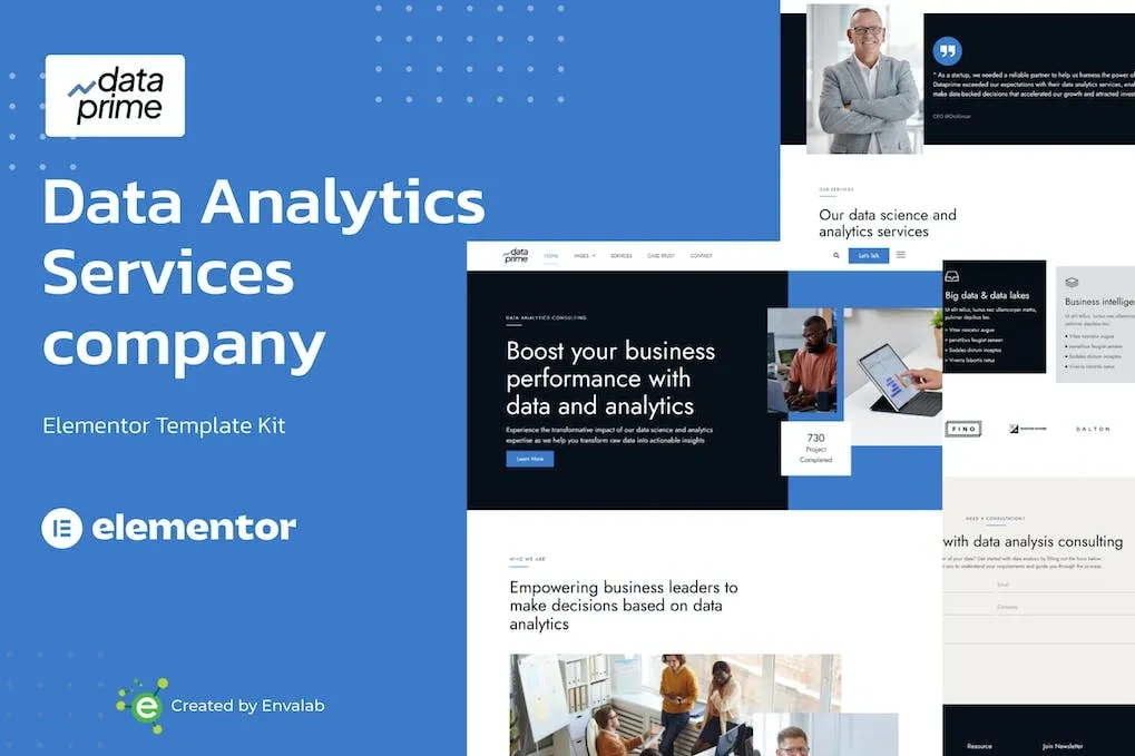 dataprime data analytics services elementor template kit 65145f262cc32