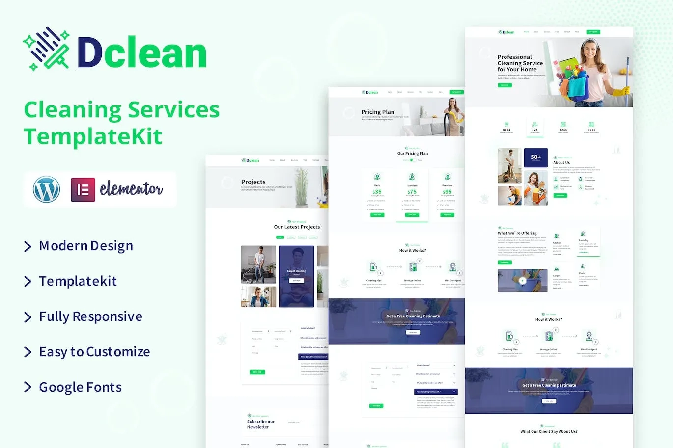 dclean cleaning services elementor template kit 651482c25a876