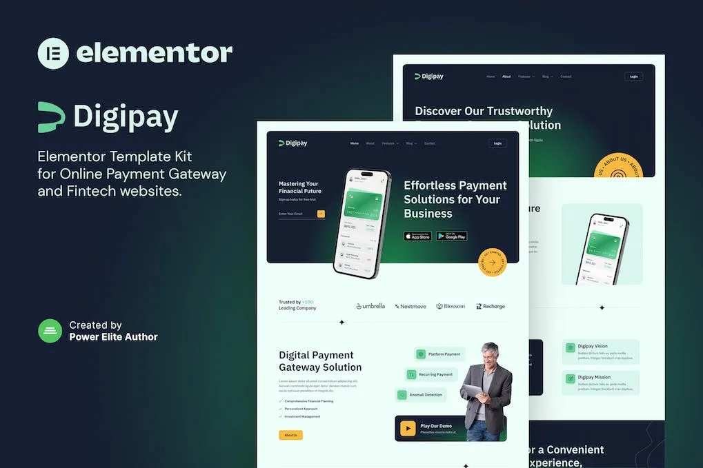 digipay online payment gateway fintech elementor template kit 651427e8abd61