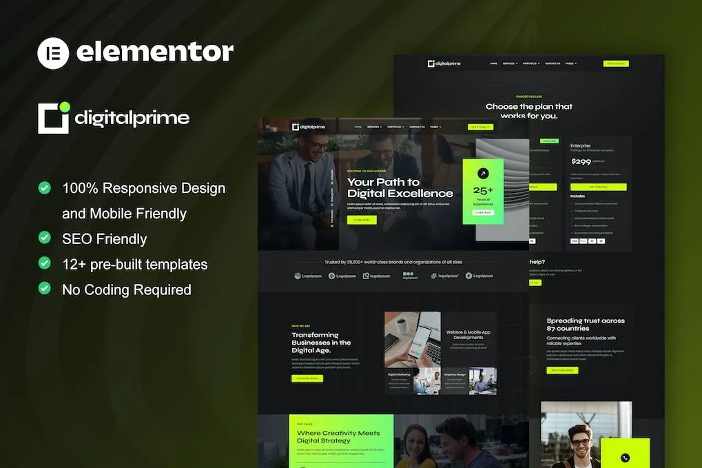 digitalprime digital agency elementor template kit 65146248477a3