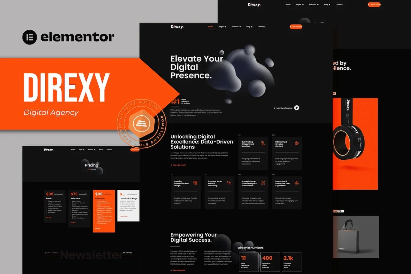 direxy digital agency elementor pro template kit 65147bd3d7233