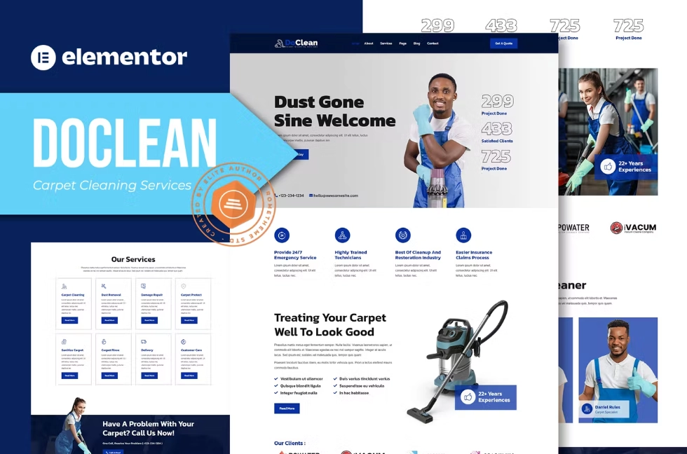 doclean carpet cleaning services elementor template kit 651495f9c4739