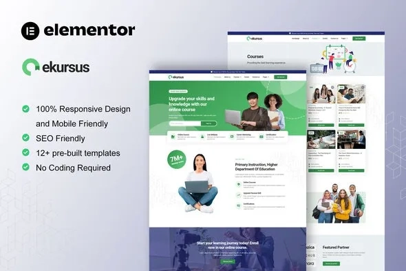 ekursus online course education elementor template kit 65141f56a122c