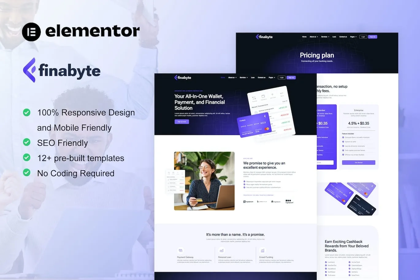 finabyte saas fintech startup elementor template kit 65147987dc85c