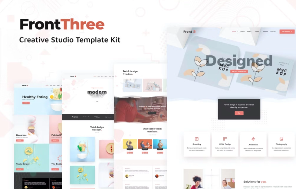 frontthree creative studio template kit 6514a08615937