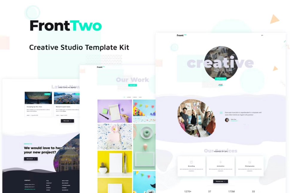 fronttwo creative studio template kit 6514a06224864