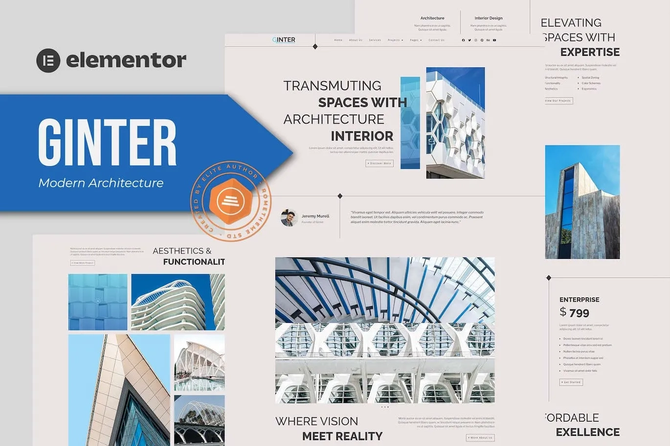 ginter modern architecture elementor template kit 65147a2ba4e03