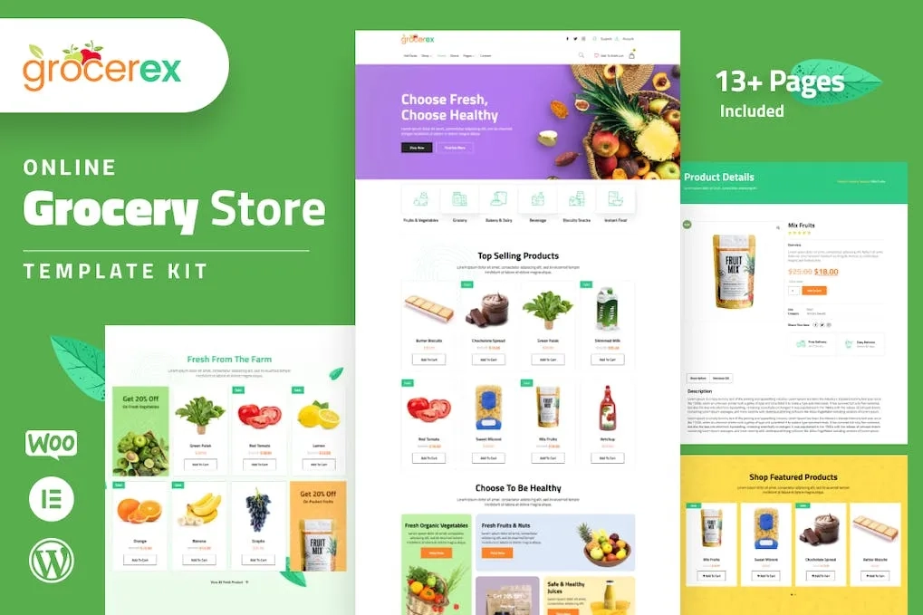 grocerex grocery store elementor pro template kit 6514768d0dedc