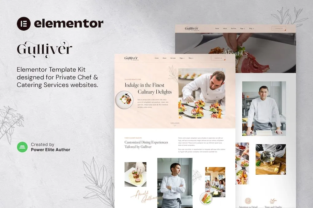 gulliver private chef personal dining services elementor template kit 6514796f637b2