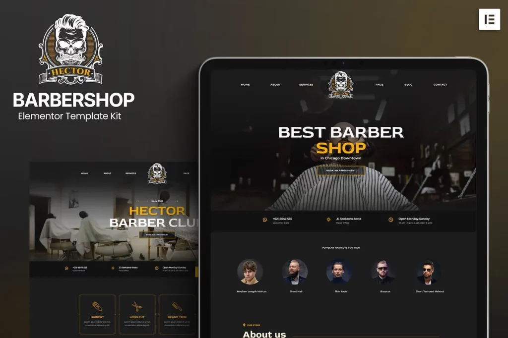 Hector – Barbershop Elementor Template Kit