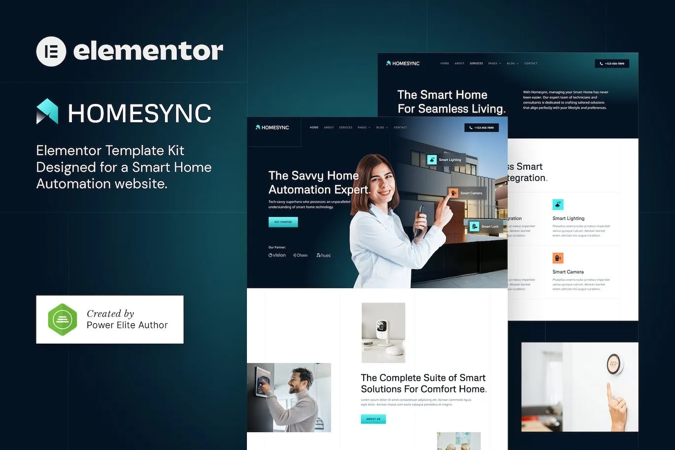 homesync smart home automation elementor template kit 65147991460bd