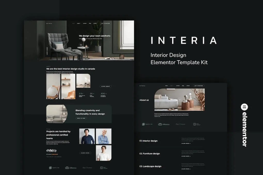 interia interior design elementor template kit 65147737c302b