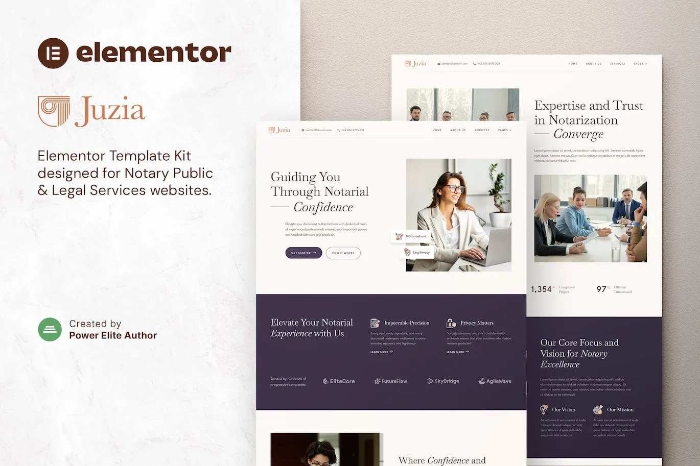 juzia notary public legal services elementor template kit 65147a1863931