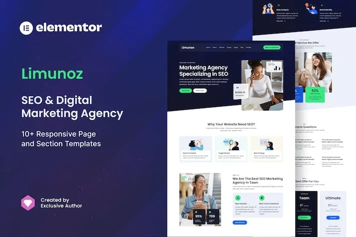 limunoz digital marketing seo agency elementor template kit 65141f4522218