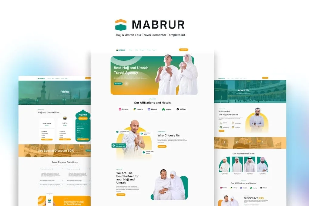 mabrur hajj umrah tour travel elementor template kit 651476cd68a00