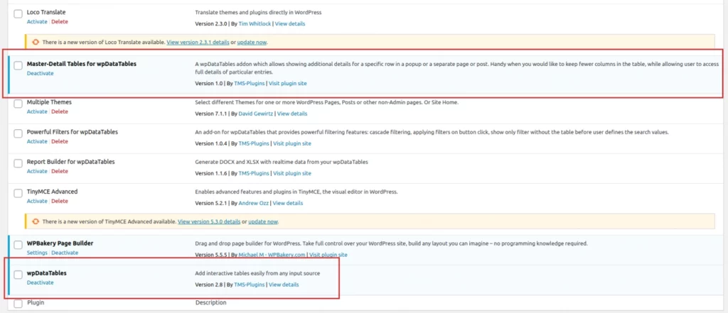 Master-Detail Tables for wpDataTables 1.3.6