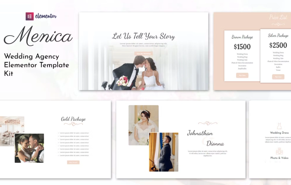 menica wedding elementor template kit 6514a04720877