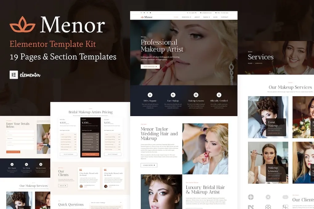 menor makeup artist hair stylist elementor pro template kit 651462751f4f1