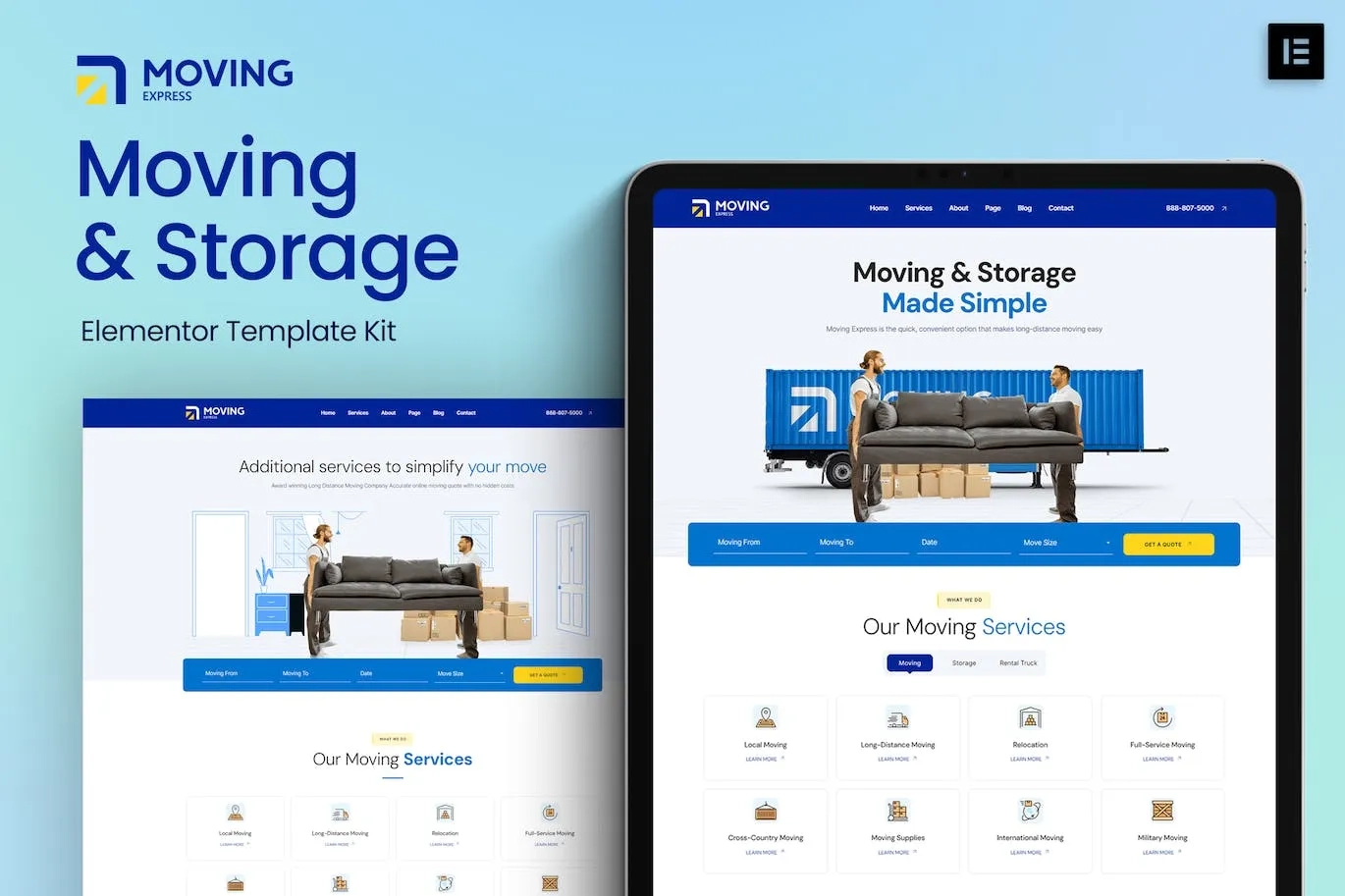 movingexpress moving storage company elementor template kit 651481409530b