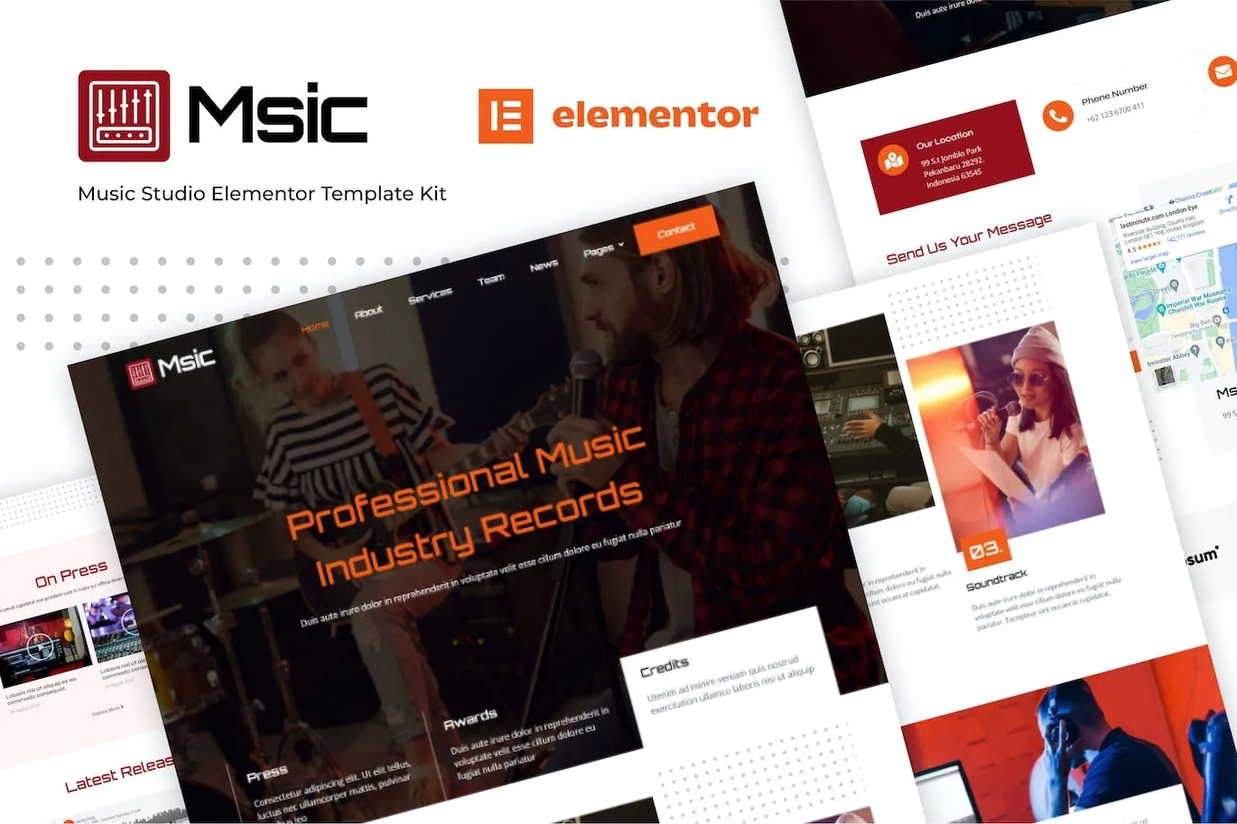 msic music studio elementor template kit 65148252118fc