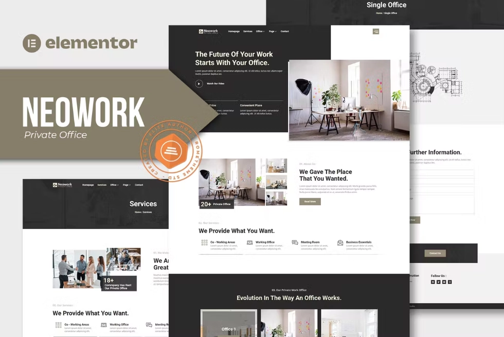 neowork private office elementor template kit 651496266b8a6