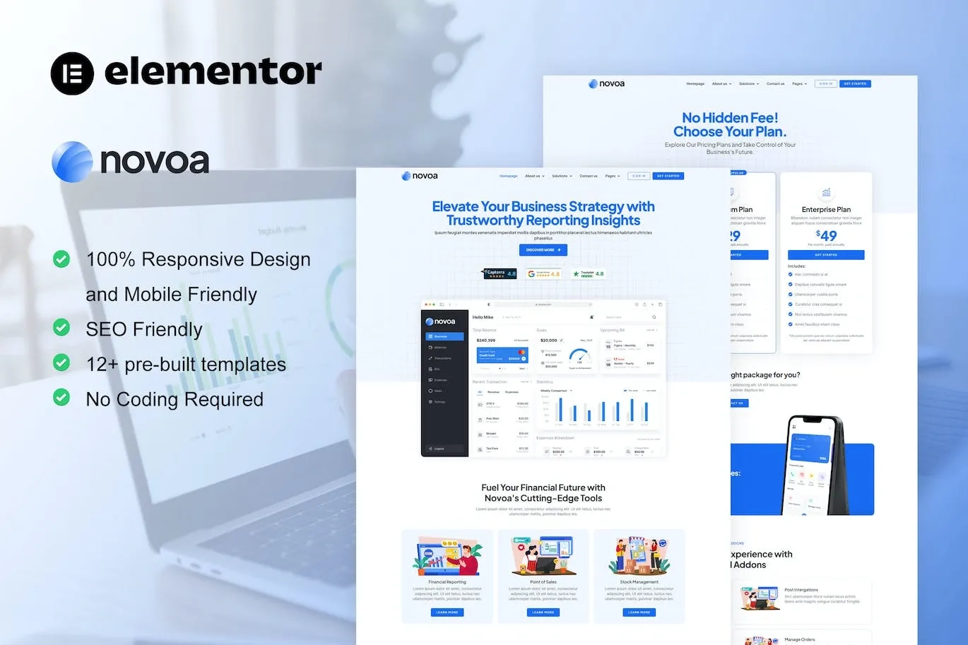 novoa saas finance software service elementor template kit 65147e8725f08