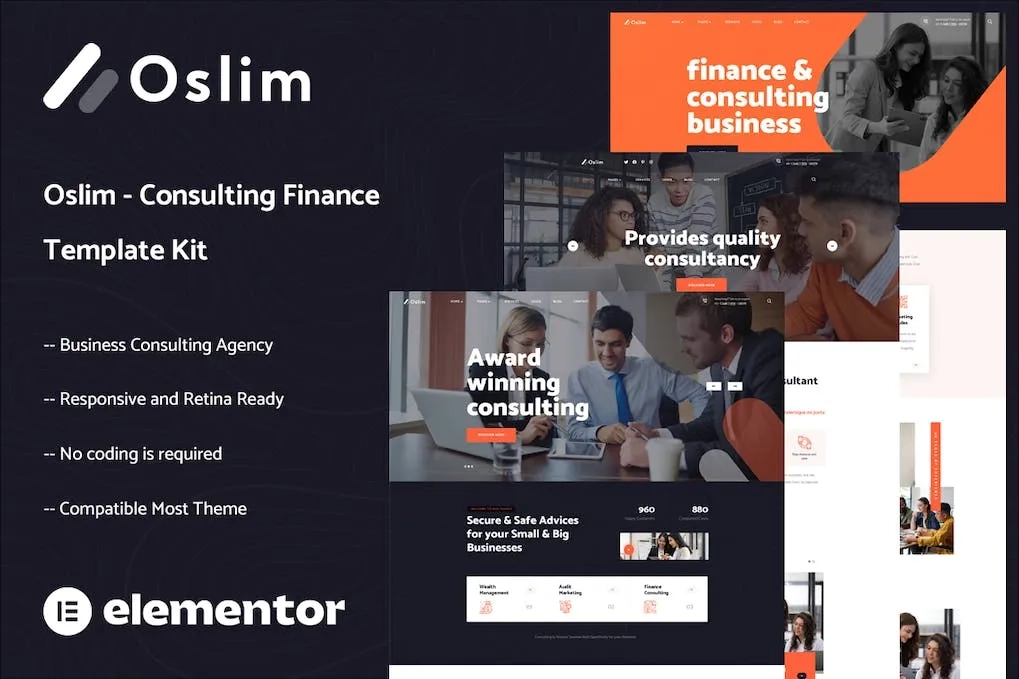 oslim consulting finance elementor template kit 6514621259290