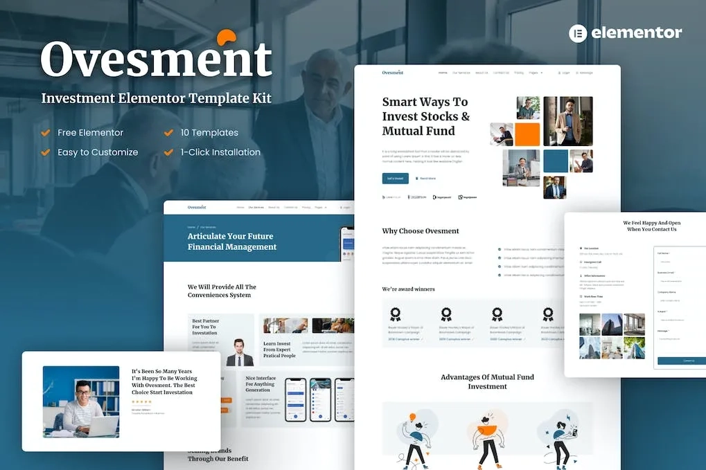 ovesment investment finance elementor template kit 65142716794d3