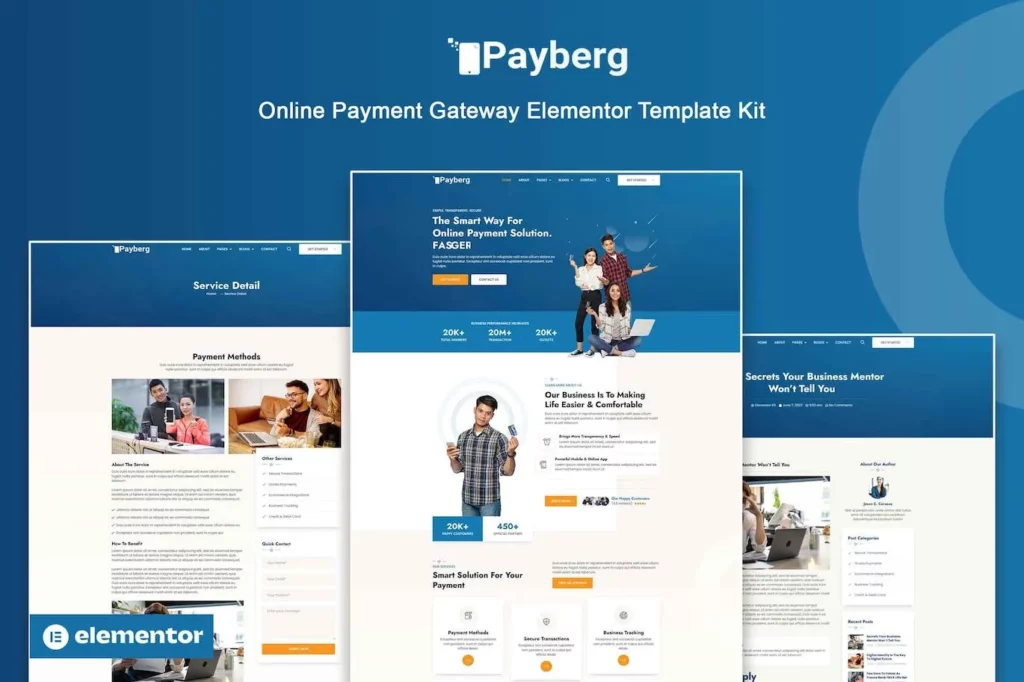 Payberg – Online Payment Gateway Elementor Pro Template Kit