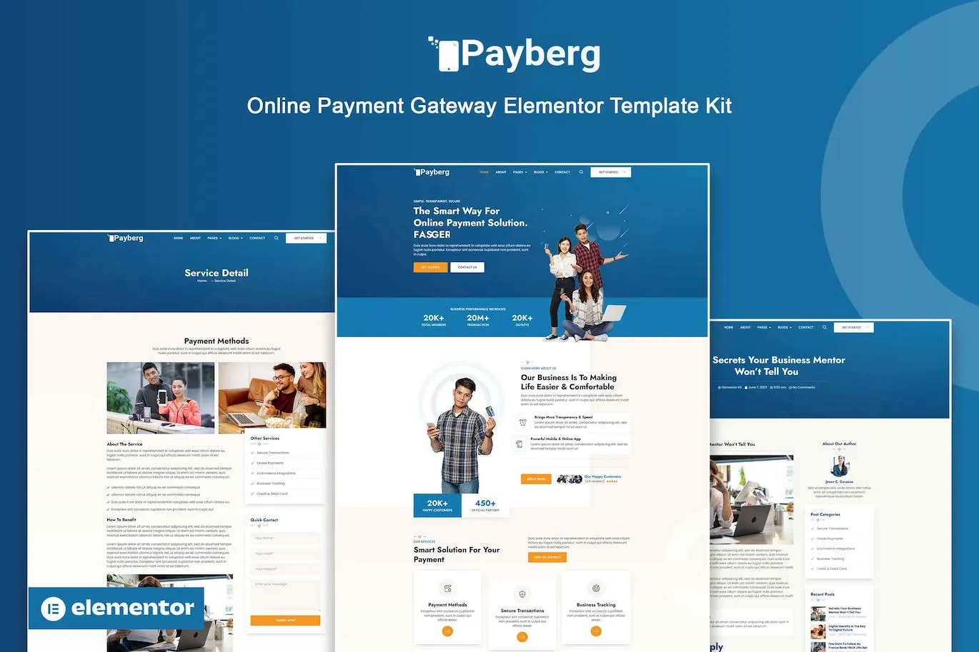 payberg online payment gateway elementor pro template kit 6514274533edc