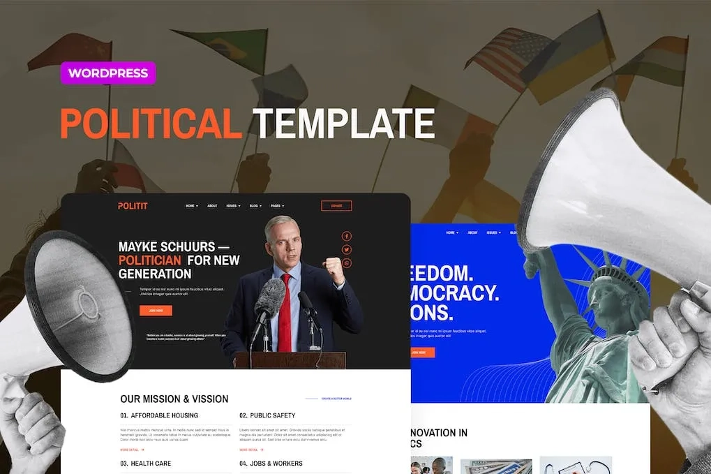 politit political party elementor template kit 651476e86c480