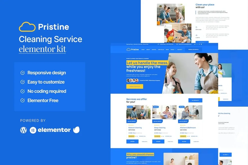 pristine cleaning service elementor template kit 651461455c6ae