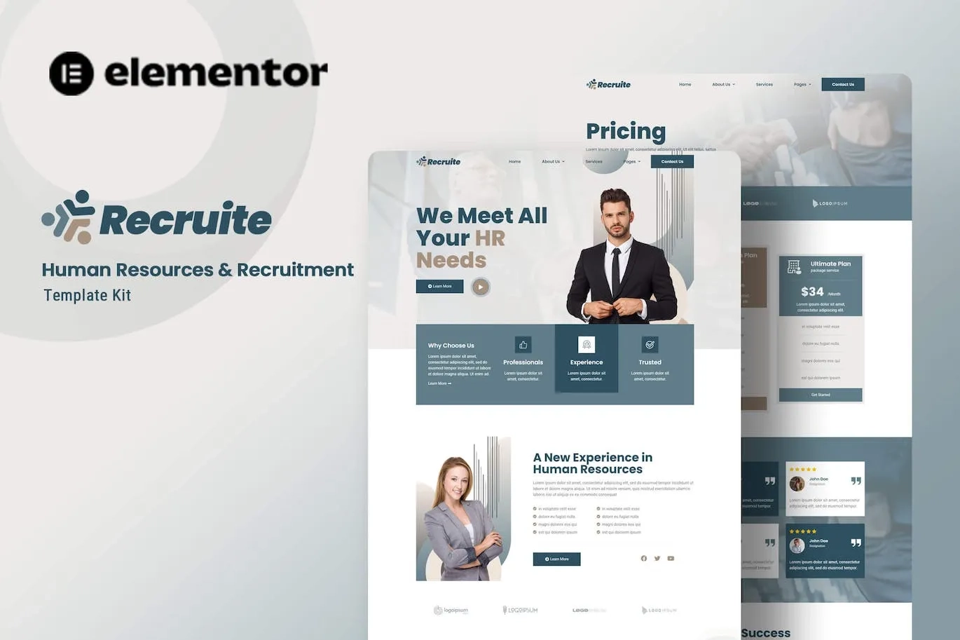 recruite human resources recruitment elementor template kit 651479d58138d