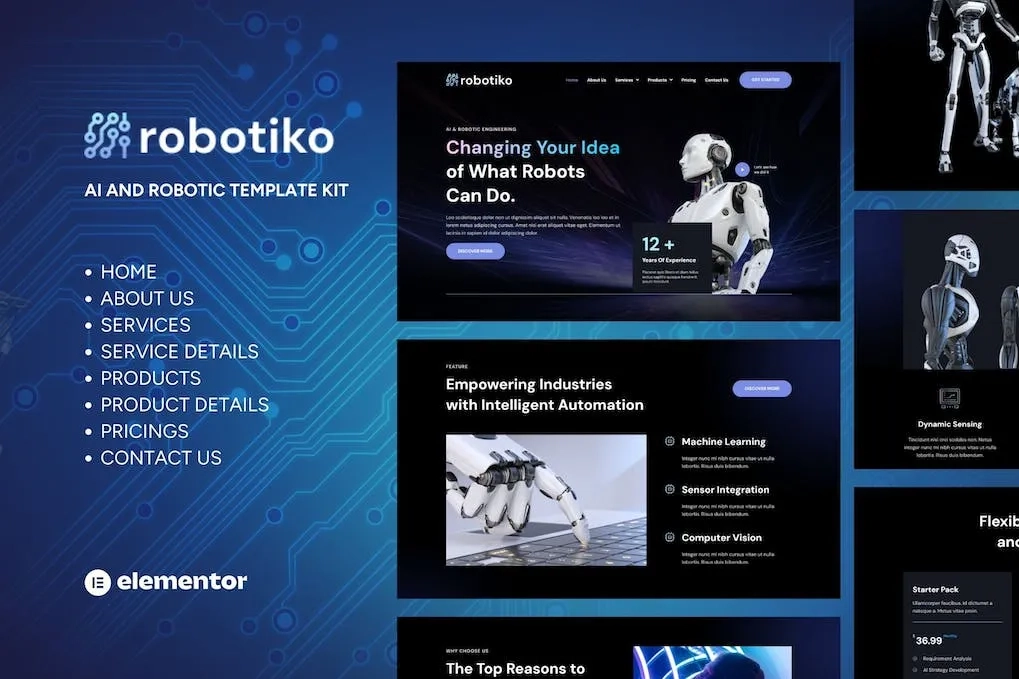 robotiko robotic ai elementor template kit 651476df3dbfd