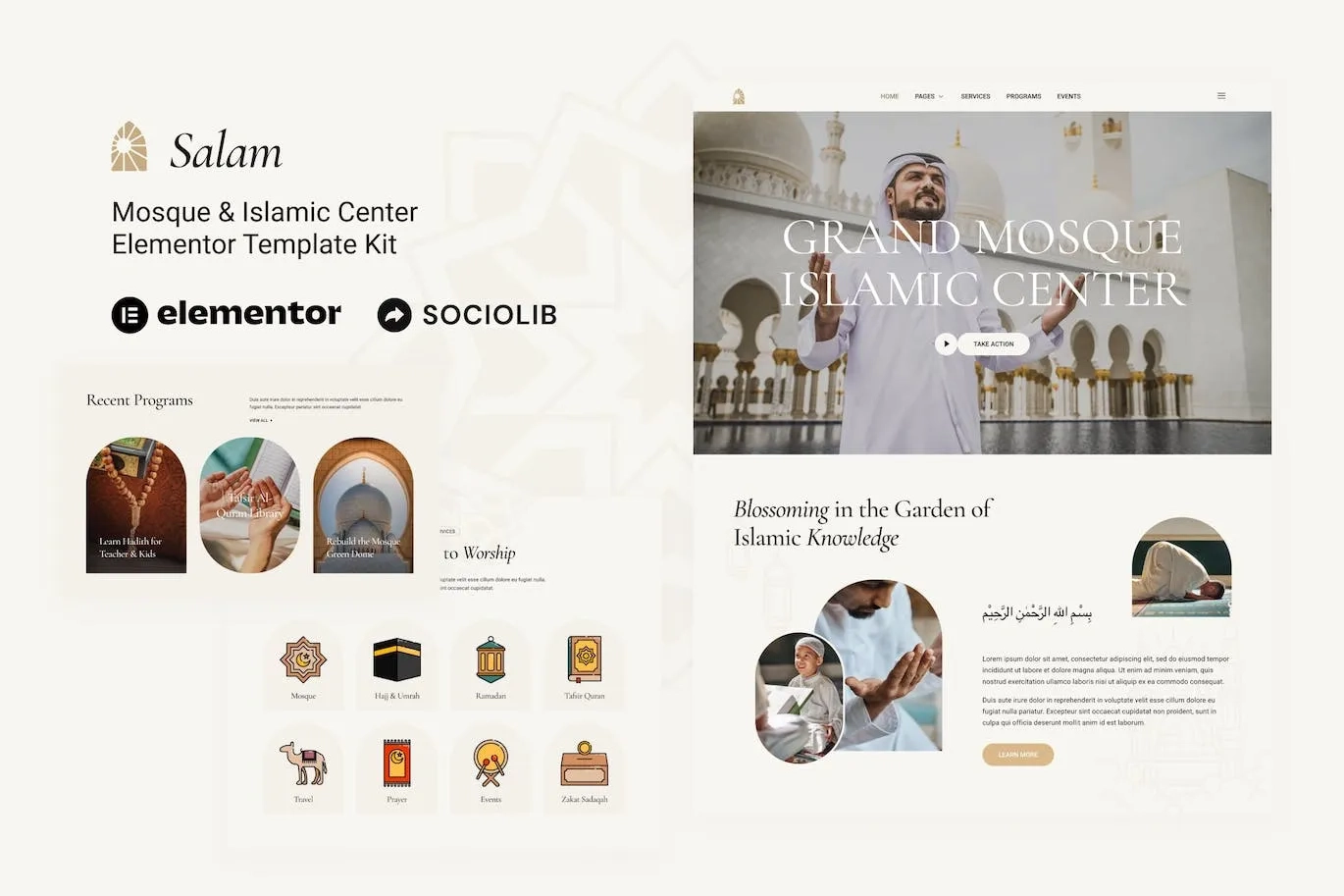 salam mosque islamic center elementor template kit 65147ead4917d