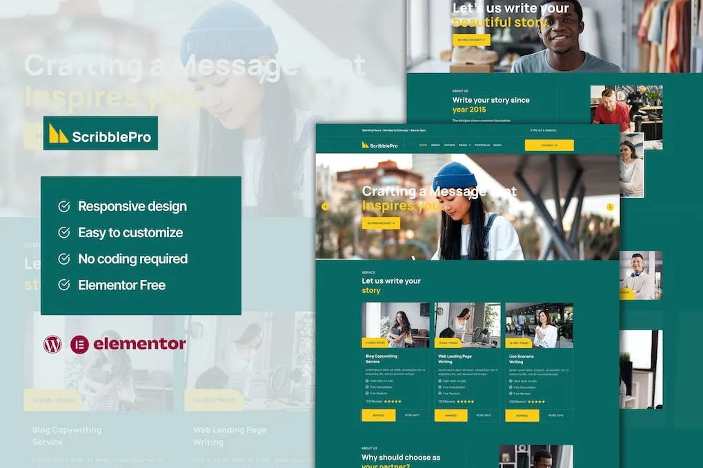 scribble content writing service elementor template kit 65145f2e2f6d6