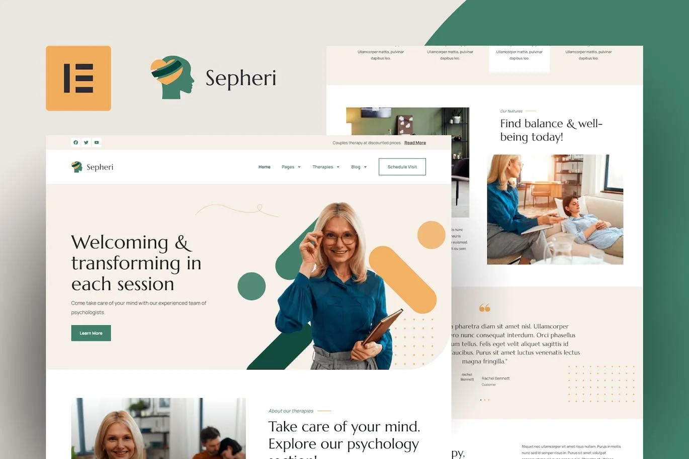 sepheri psychologist elementor pro template kit 65148199720ce