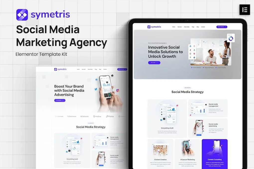 symetris social media marketing agency elementor template kit 651476b208ec1