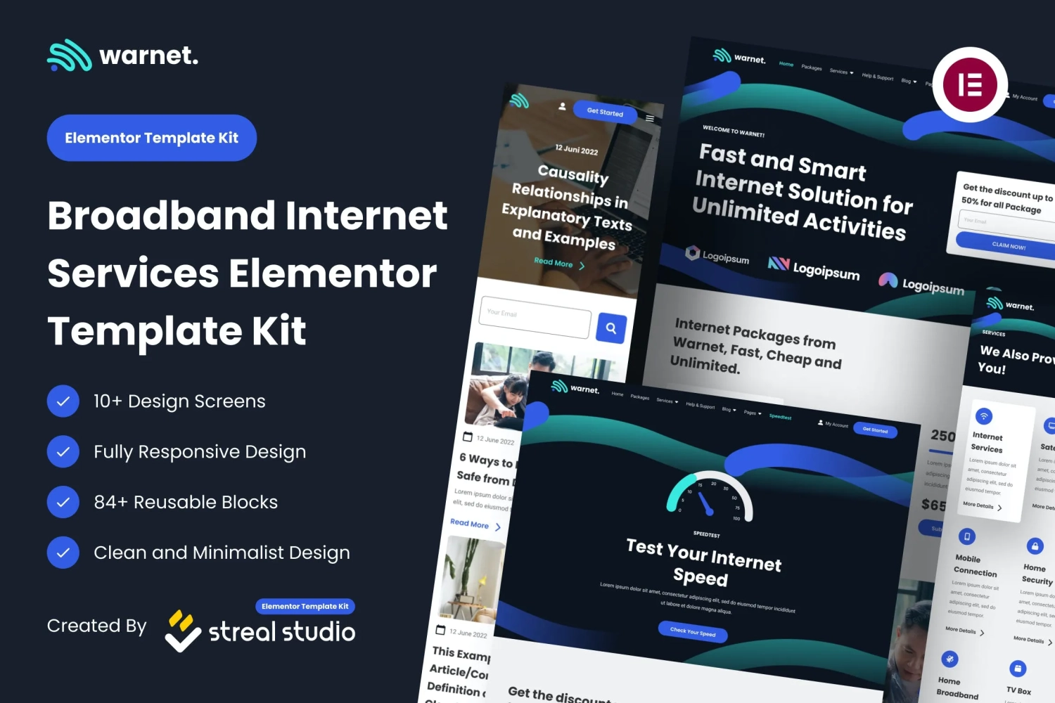 warnet broadband internet services elementor template kit 65141eb8c2315