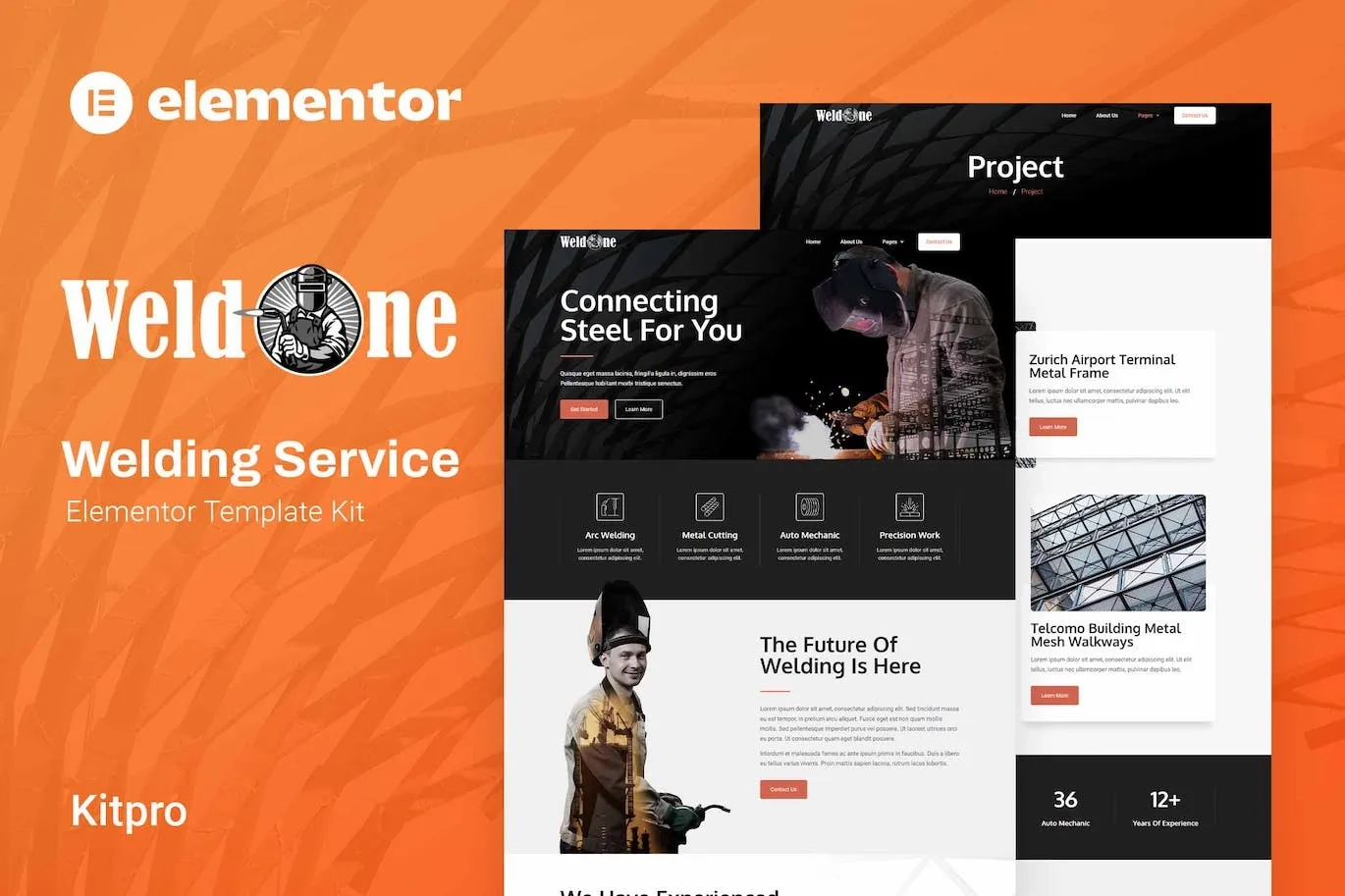 weldone welding service elementor template kit 65147b81919f6